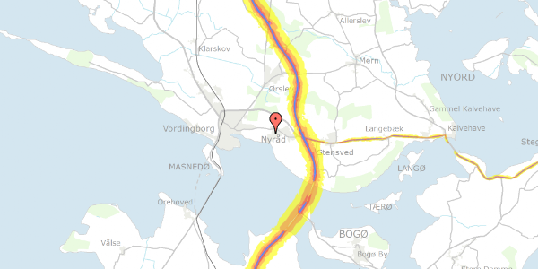 Trafikstøjkort på Sneppevej 1, 4760 Vordingborg