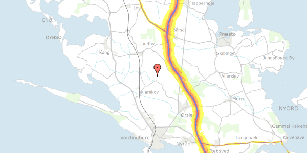 Trafikstøjkort på Snertingevej 13, 4750 Lundby