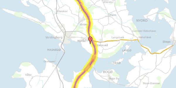 Trafikstøjkort på Strandgaardsvej 6, 4760 Vordingborg