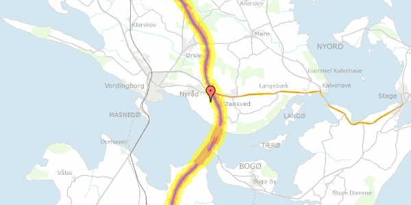 Trafikstøjkort på Strandgaardsvej 9, 4760 Vordingborg