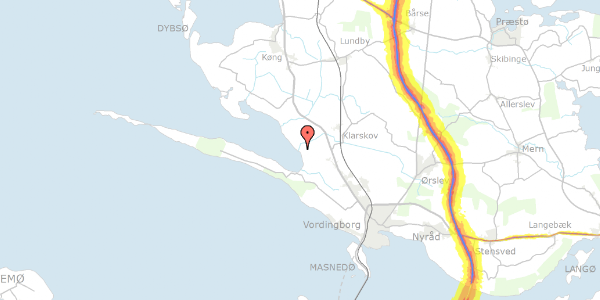 Trafikstøjkort på Strandskadevej 8, 4760 Vordingborg