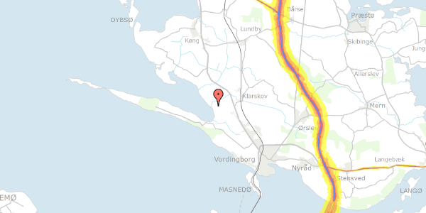 Trafikstøjkort på Strandskadevej 11, 4760 Vordingborg