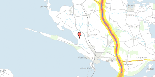 Trafikstøjkort på Strandskadevej 14, 4760 Vordingborg