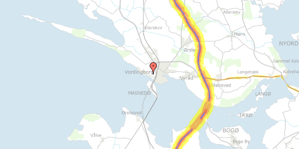 Trafikstøjkort på Strandvænget 18, 4760 Vordingborg