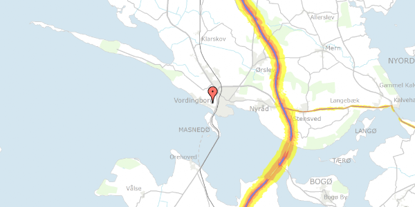 Trafikstøjkort på Strandvænget 24, 4760 Vordingborg