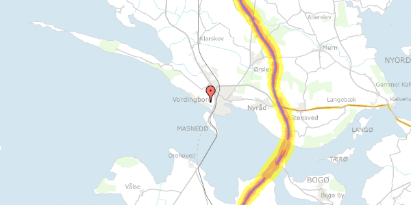 Trafikstøjkort på Strandvænget 26, 4760 Vordingborg