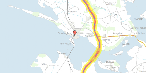 Trafikstøjkort på Sundvej 1, 4760 Vordingborg