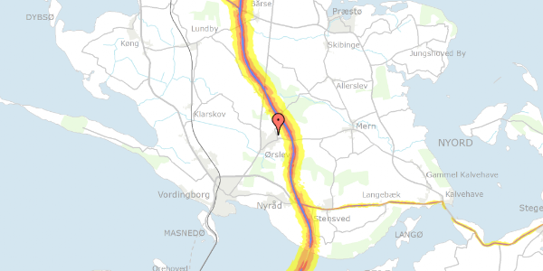 Trafikstøjkort på Svingkærvej 36, 4760 Vordingborg