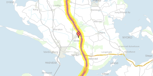 Trafikstøjkort på Søndervej 27, 4760 Vordingborg