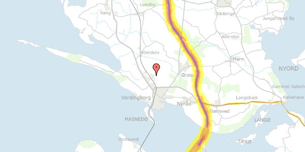 Trafikstøjkort på Tværvej 21, 4760 Vordingborg