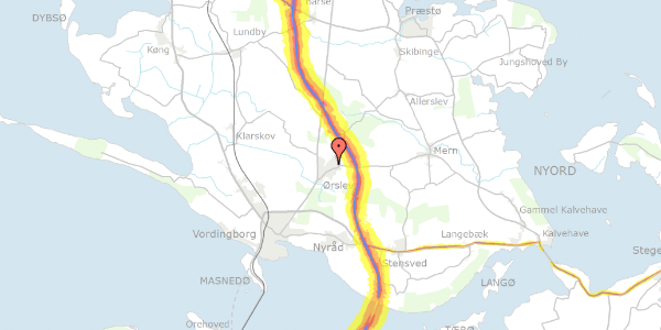 Trafikstøjkort på Vildtbanen 11, 4760 Vordingborg