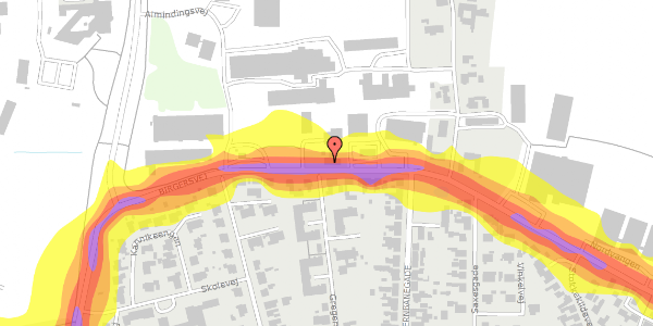 Trafikstøjkort på Birgersvej 5, 3720 Aakirkeby