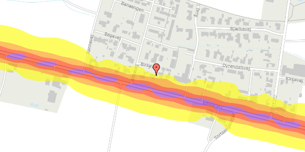 Trafikstøjkort på Birkevej 2, 3720 Aakirkeby
