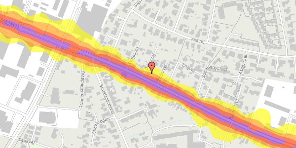 Trafikstøjkort på Odinsvej 2, 3700 Rønne