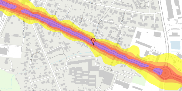 Trafikstøjkort på Åkirkebyvej 128, 3700 Rønne