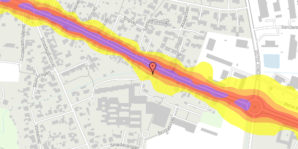 Trafikstøjkort på Åkirkebyvej 132, 3700 Rønne