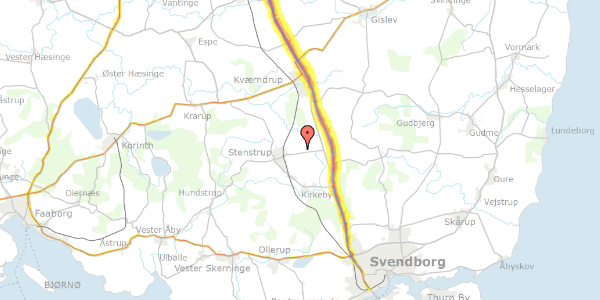 Trafikstøjkort på Bobjergvej 3A, 5771 Stenstrup