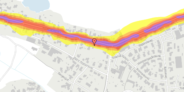 Trafikstøjkort på Svendborgvej 25A, 5762 Vester Skerninge