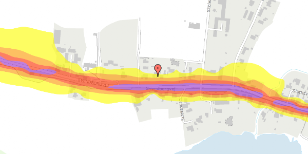 Trafikstøjkort på Svendborgvej 96, 5762 Vester Skerninge