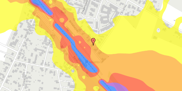 Trafikstøjkort på Birkehøjvej 8, 5591 Gelsted