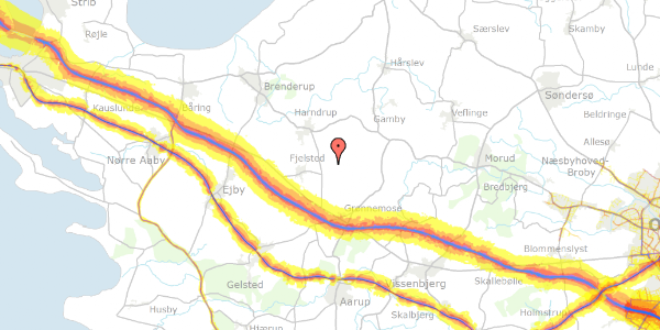 Trafikstøjkort på Fjellerup Mark 16, 5463 Harndrup