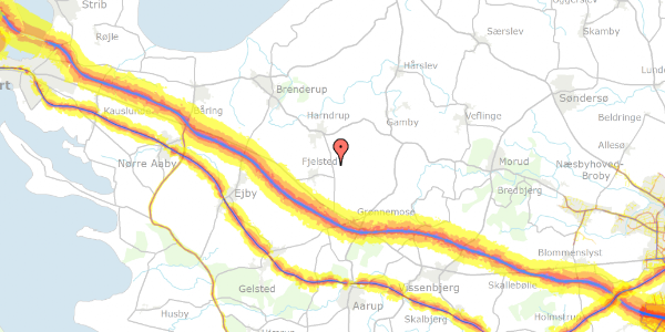 Trafikstøjkort på Fjellerupvej 51, 5463 Harndrup