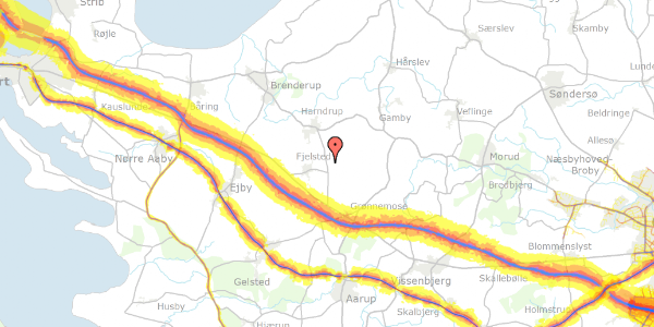 Trafikstøjkort på Fjellerupvej 57, 5463 Harndrup