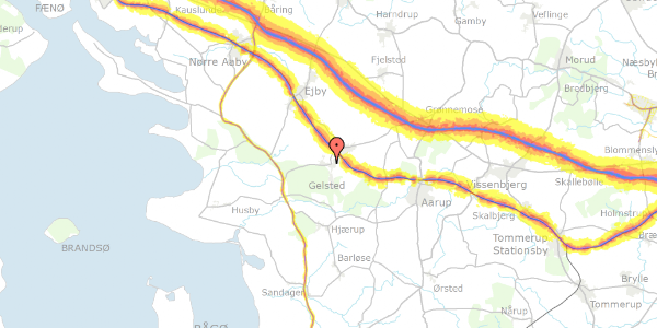 Trafikstøjkort på Højbovænget 9, 5591 Gelsted