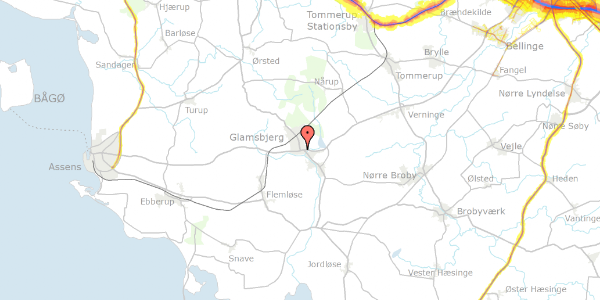 Trafikstøjkort på Assensvej 2, 5620 Glamsbjerg