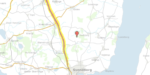 Trafikstøjkort på Bøllemosevej 17, 5892 Gudbjerg Sydfyn