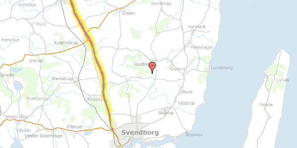Trafikstøjkort på Lakkendrupvej 46, 5892 Gudbjerg Sydfyn