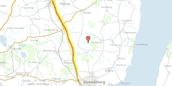 Trafikstøjkort på Mellemvej 6, 5892 Gudbjerg Sydfyn