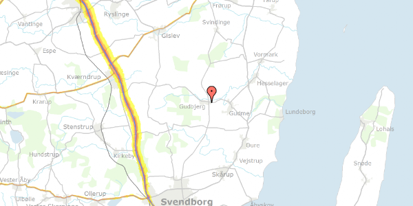 Trafikstøjkort på Præstemarken 19, 5892 Gudbjerg Sydfyn