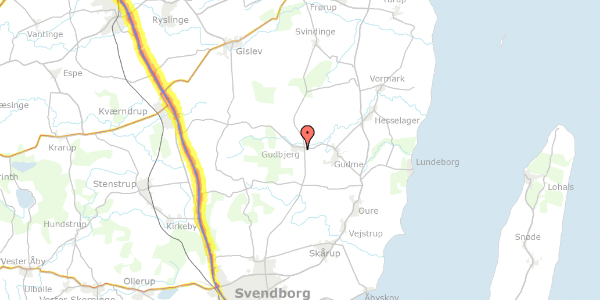 Trafikstøjkort på Præstemarken 24, 5892 Gudbjerg Sydfyn