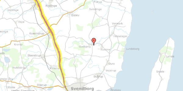 Trafikstøjkort på Præstemarken 59, 5892 Gudbjerg Sydfyn