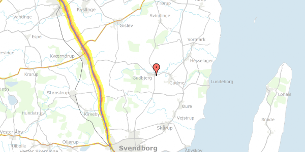 Trafikstøjkort på Præstemarken 73, 5892 Gudbjerg Sydfyn