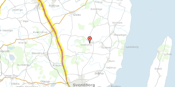 Trafikstøjkort på Skovvej 5, 5892 Gudbjerg Sydfyn