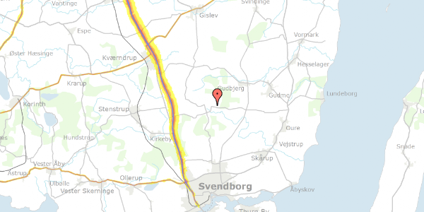 Trafikstøjkort på Sortemosevej 68, 5892 Gudbjerg Sydfyn