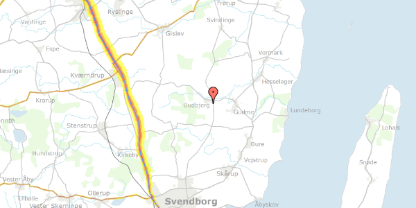 Trafikstøjkort på Sønderballevej 13, 5892 Gudbjerg Sydfyn