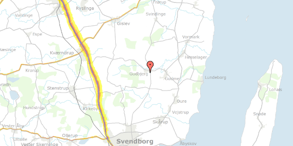Trafikstøjkort på Sønderballevej 18, 5892 Gudbjerg Sydfyn