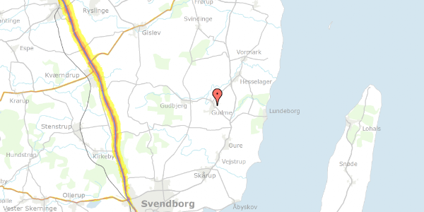 Trafikstøjkort på Søndergade 28, 5884 Gudme