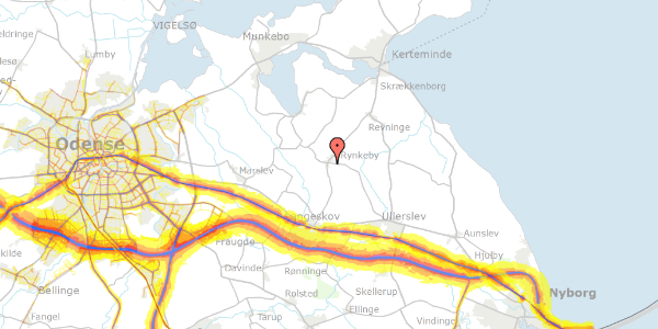 Trafikstøjkort på Grøndalsvej 11, 5350 Rynkeby