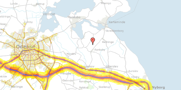 Trafikstøjkort på Rynkeby Hestehave 42, 5300 Kerteminde