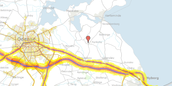 Trafikstøjkort på Hundslevvej 62, 5350 Rynkeby