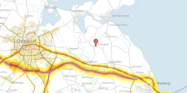 Trafikstøjkort på Kirsebærhaven 1, 5350 Rynkeby