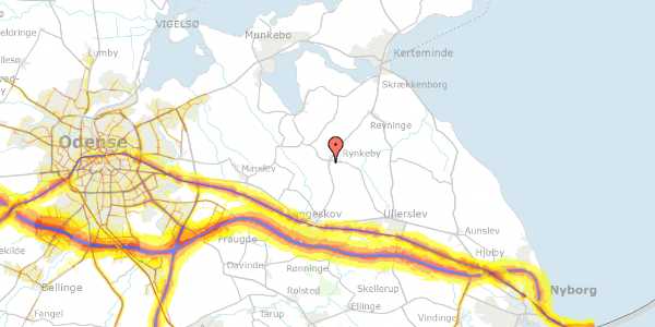 Trafikstøjkort på Kirsebærhaven 15, 5350 Rynkeby