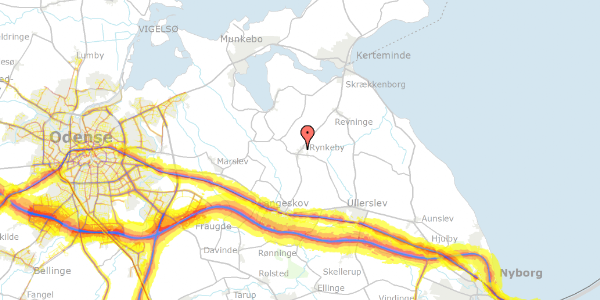 Trafikstøjkort på Rynkeby Bygade 29, 5350 Rynkeby