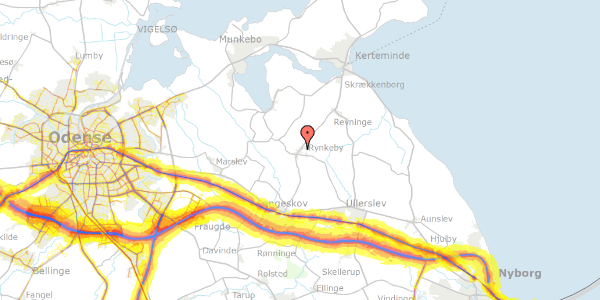 Trafikstøjkort på Rynkeby Bygade 34, 5350 Rynkeby