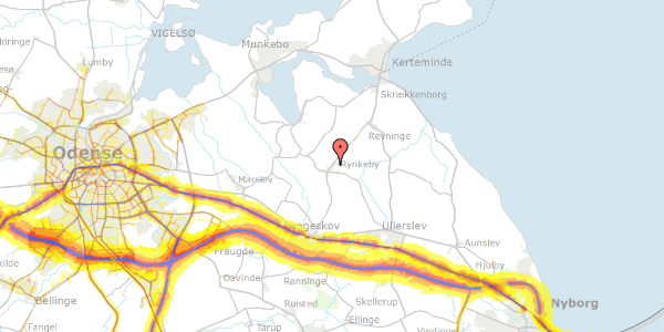 Trafikstøjkort på Rynkeby Bygade 44, 5350 Rynkeby
