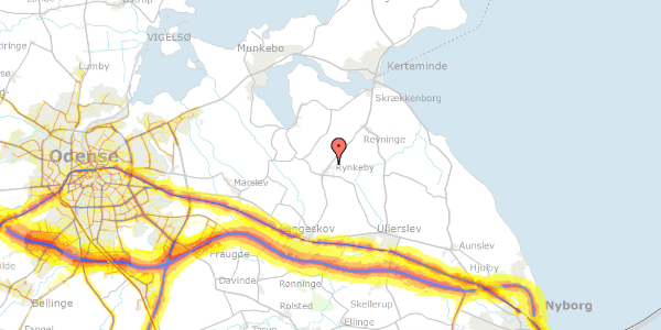 Trafikstøjkort på Rynkeby Bygade 80, 5350 Rynkeby